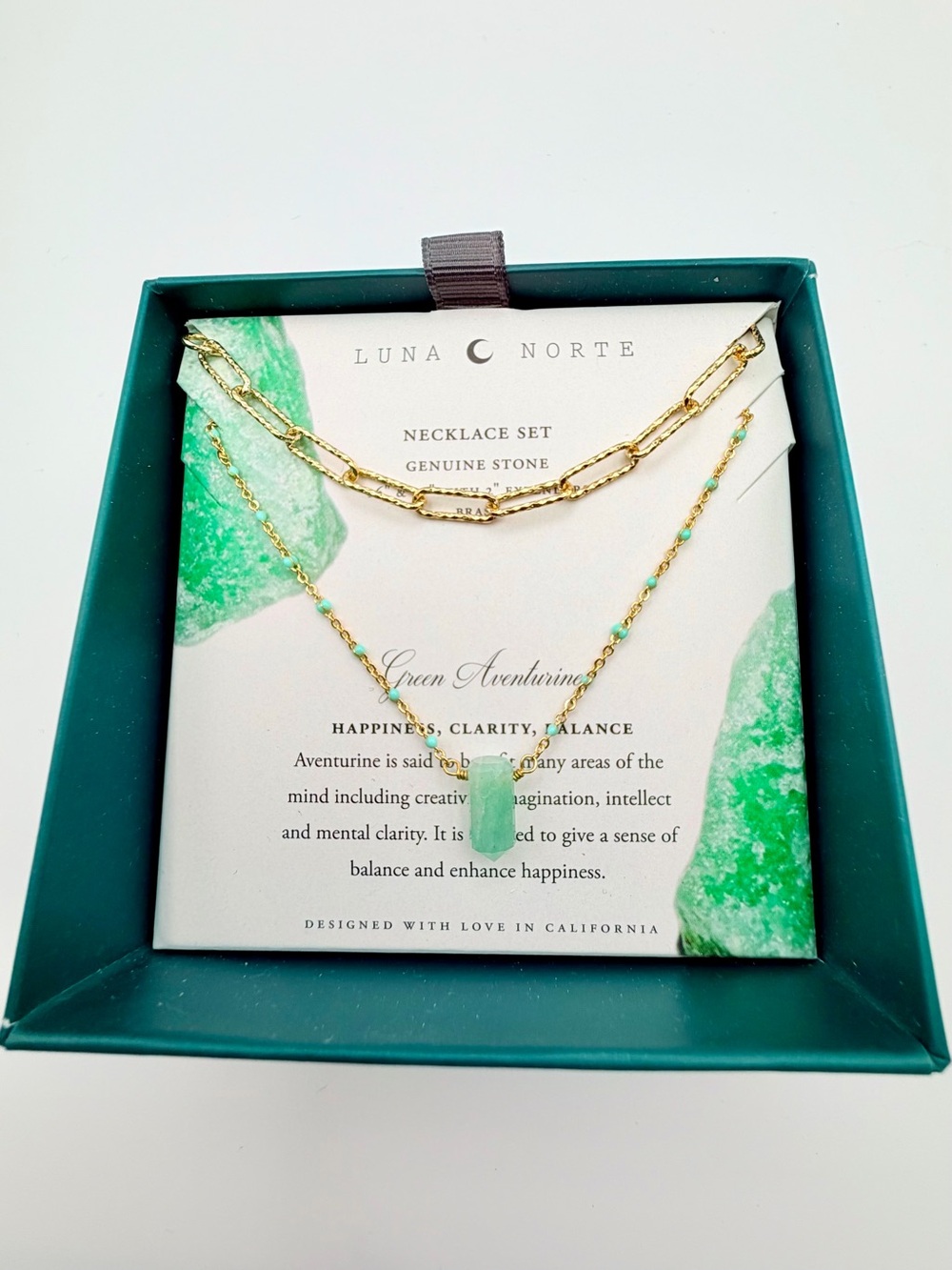 Luna Norte Green Aventurine Necklace Set NWT